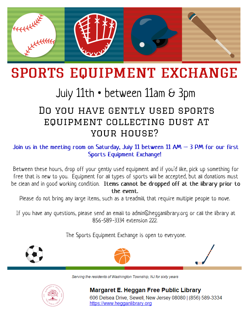 Sports Equipment Exchange at the Library Flyer Sports Equipment Exchange at the Library Flyer
